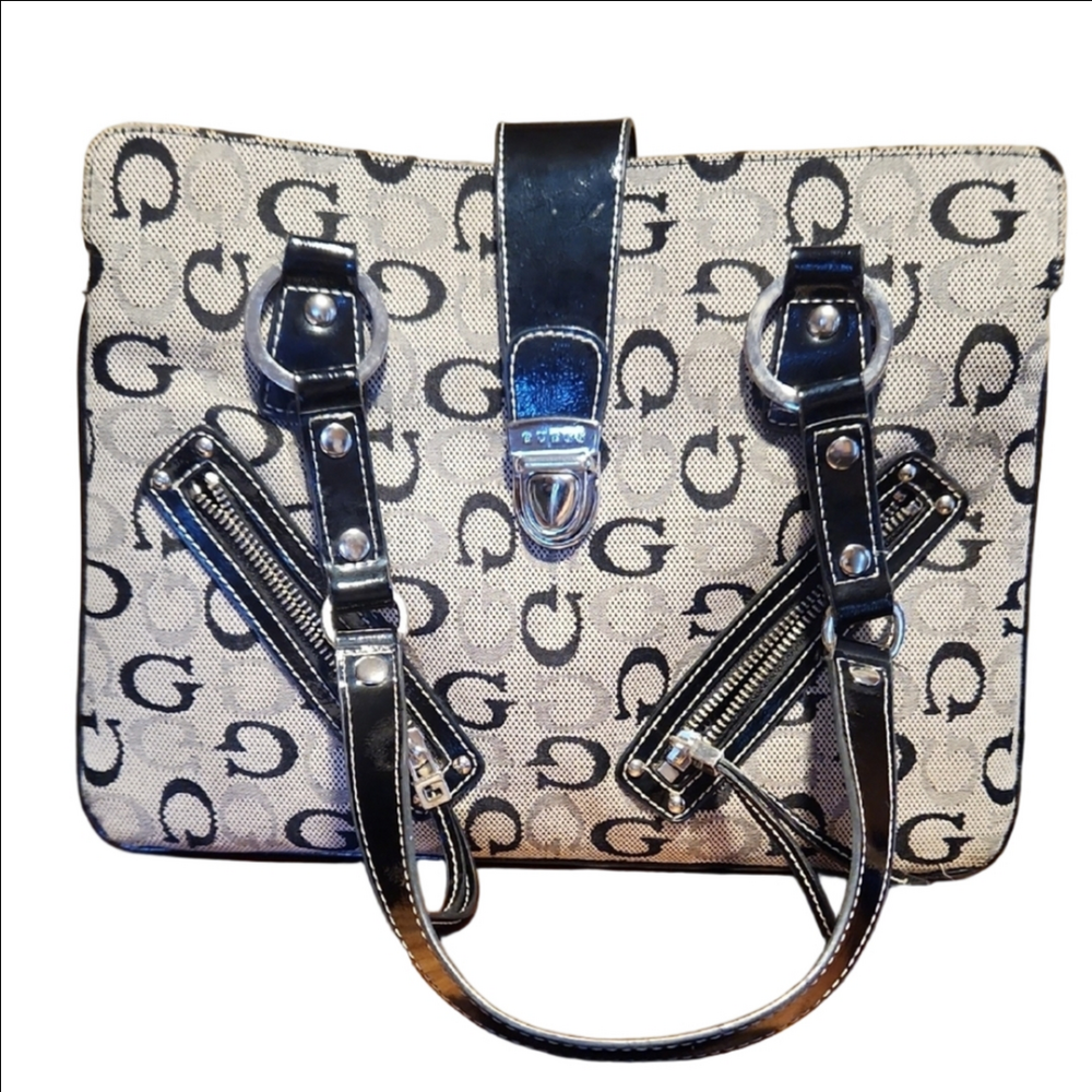 Guess G Print Double Handle Handbag Brown